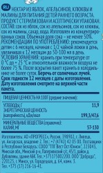 Нектар, Фрутоняня 200 мл 27 шт арт. P052100 Зимнее лакомство яблоко апельсин клюква малина блок / тетрапак